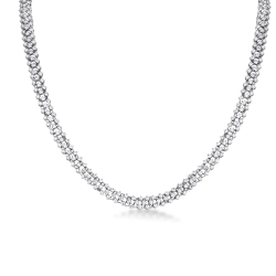 Collar diseño tejido en oro blanco de 18k con diamantes