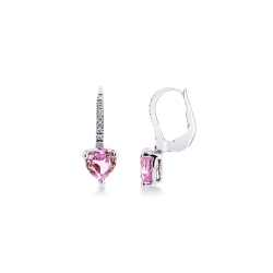 Pendientes de oro blanco de 18 quilates con zafiro rosa