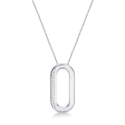 Collar en oro blanco 18k colgante ovalado con diamantes