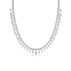 Gargantilla en oro blanco 18k con colgantes de diamantes