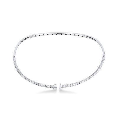 Gargantilla choker en oro blanco 18k con diamantes 