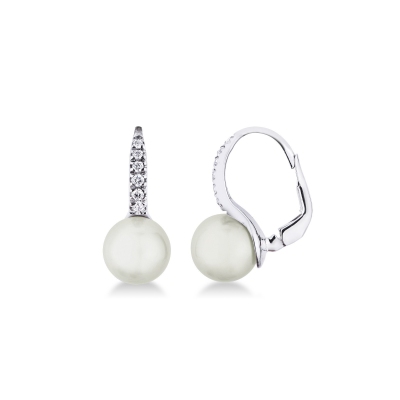 Pendientes de oro blanco de 18 quilates con perlas y diamantes 