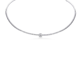 Gargantilla semirrígida mujer en oro blanco 18k con diamantes