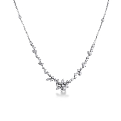 Collar flores en oro blanco 18k con diamantes talla brillante