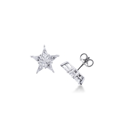 Pendientes en oro blanco 18K con diamantes en forma de estrella