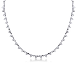 Collar tennis floral en oro blanco 18k con diamantes