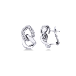 Pendientes tipo groumette en oro blanco de 18k con diamantes