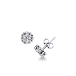 Pendientes illusion de oro blanco 18 quilates con un pavé de diamantes