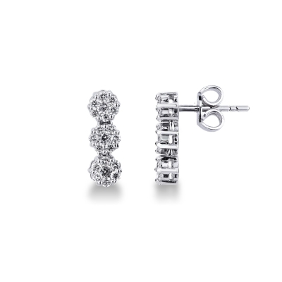 Pendientes oro blanco de 18k con un pavé de diamantes