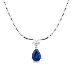Collar semi-rígido oro blanco 18k con segmentos con zafiro azul