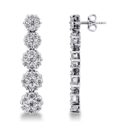Pendientes illusion de oro blanco de 18 quilates con diamantes