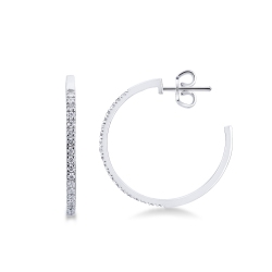 Pendientes aro en oro blanco 18k con diamantes