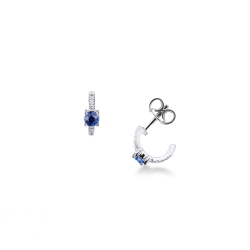 Pendientes de oro blanco 18k con zafiros azules y diamantes