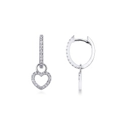 Aros de oro blanco 18 quilates con colgante de corazón