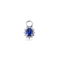 Charm en oro blanco de 18 quilates con zafiro
