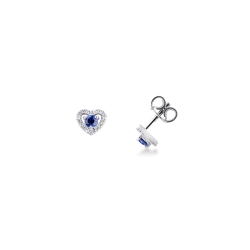 Pendientes en oro blanco 18k con zafiro azul