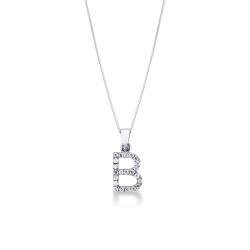 Collar oro blanco 18k letra B diamante 0,80 cm
