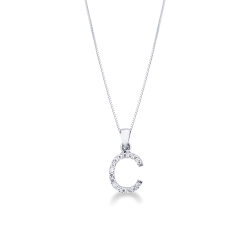 Collar letra C oro blanco 18k diamantes