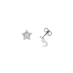 Pendientes estrella en oro blanco de 18 quilates con diamantes