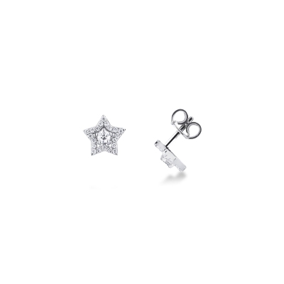 Pendientes estrella en oro blanco de 18 quilates con diamantes