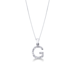 Collar letra G oro blanco 18k diamantes
