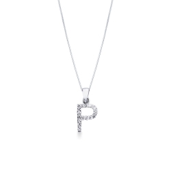 Collar con letra P de diamantes