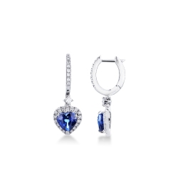 Pendientes de oro blanco de 750 con zafiros azules