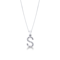 Collar con letra S de diamantes