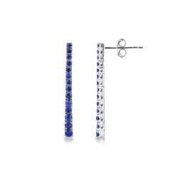 Pendientes tennis or 18 quilates con zafiros azules