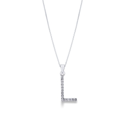 Collar oro blanco 18k letra L diamantes