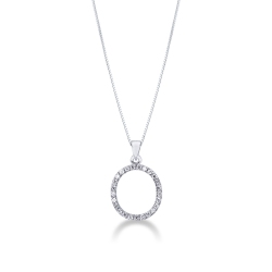 Collar con letra colgante O oro blanco y diamantes