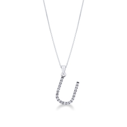 Collar con letra colgante U oro y diamantes