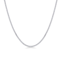 Collar tipo tennis oro blanco 18k hilo lineal ct 0,02