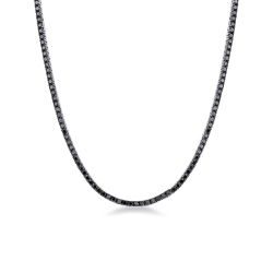 Collar tennis en oro blanco 18k con diamantes negros bruñidos 2,2 mm