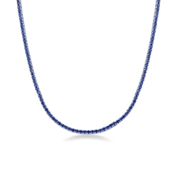 Collar tennis en oro blanco de 18k con zafiros azules