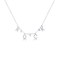 Collar en oro blanco 18k con la palabra ROCK de diamantes