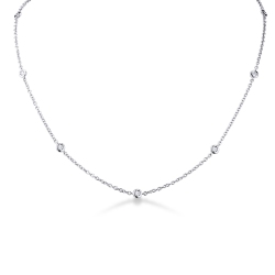 Collar en oro blanco de 18 quilates, de 40 cm, con diamantes