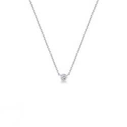 Collar oro blanco 18k con punto de luz brillante 0,10 ct
