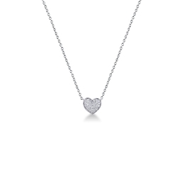 Collar en oro blanco de 18k con corazón engastado en pavé de diamantes