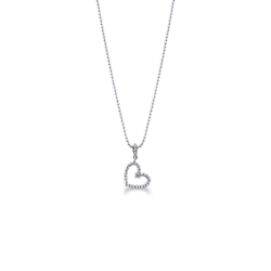 Collar con colgante de corazón en oro blanco 18 kt y diamante 0.04ct