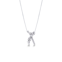 Collar de oro blanco 18k cruzado con diamantes