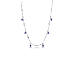 Collar con zafiros en forma de gota y diamantes oro 750