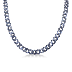 Collar groumette en oro blanco 18k con zafiros azules