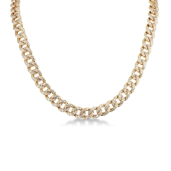 Collar gourmette en oro amarillo de 18k con diamantes