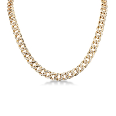 Collar gourmette en oro amarillo de 18k con diamantes