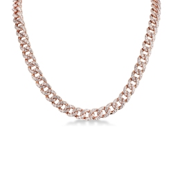 Cadena Cubana en oro rosa de 18 quilates con diamantes