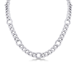 Cadena con diamantes cubana oro 18k blanco