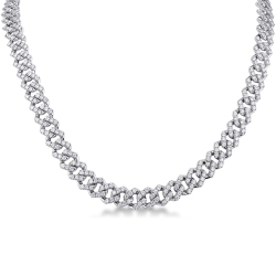 Cadena cubana hombre oro blanco y diamantes