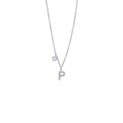 Collar initiales P oro blanco y diamantes