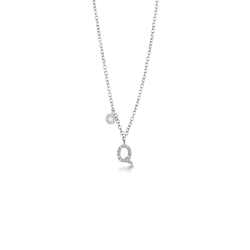 Collar oro blanco 18k letra Q diamantes